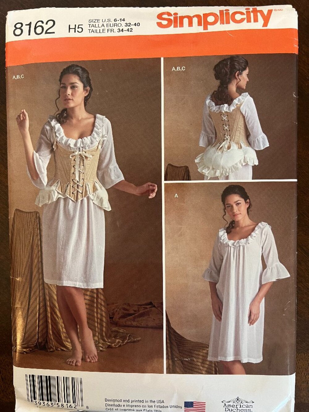 Women's 18th Century Undergarments Sewing Pattern, Sizes 6 - 14 Simplicity 8162